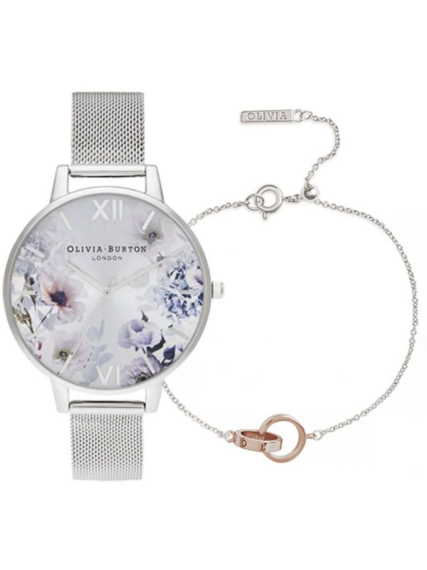 Ceas Dama, Olivia Burton, Sunlight Florals OBGSET145, Set cu Bratara