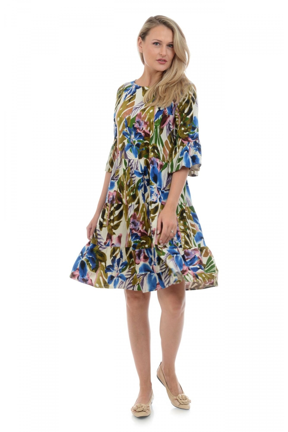Rochie Dama Clos cu Imprimeu Multicolor