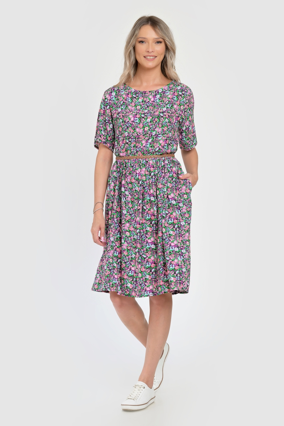 Rochie Medie V287, cu model Floral