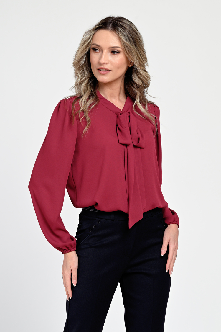 Bluza Dama, Rosu burgundy, Eleganta, cu Funda V306