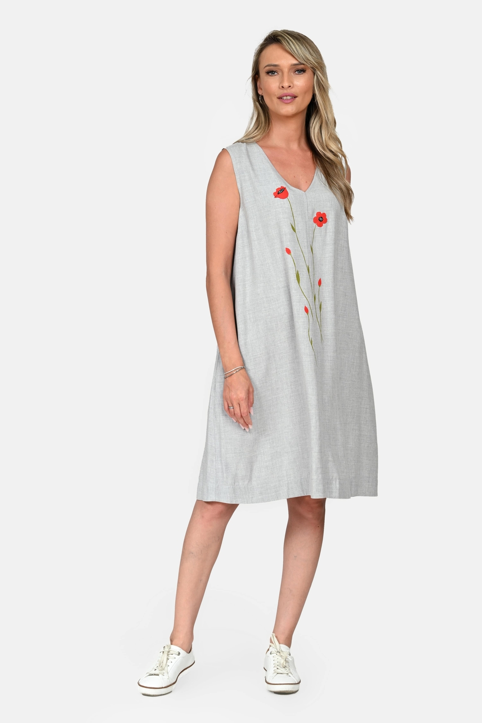Rochie Dama, Eranthe, V-Neckline V341, cu Pictura Realizata Manual