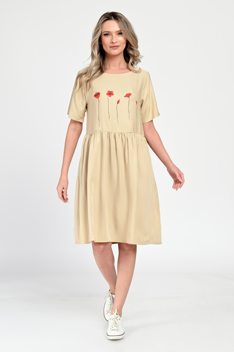 Rochie Medie Dama, Casual, Bej V308