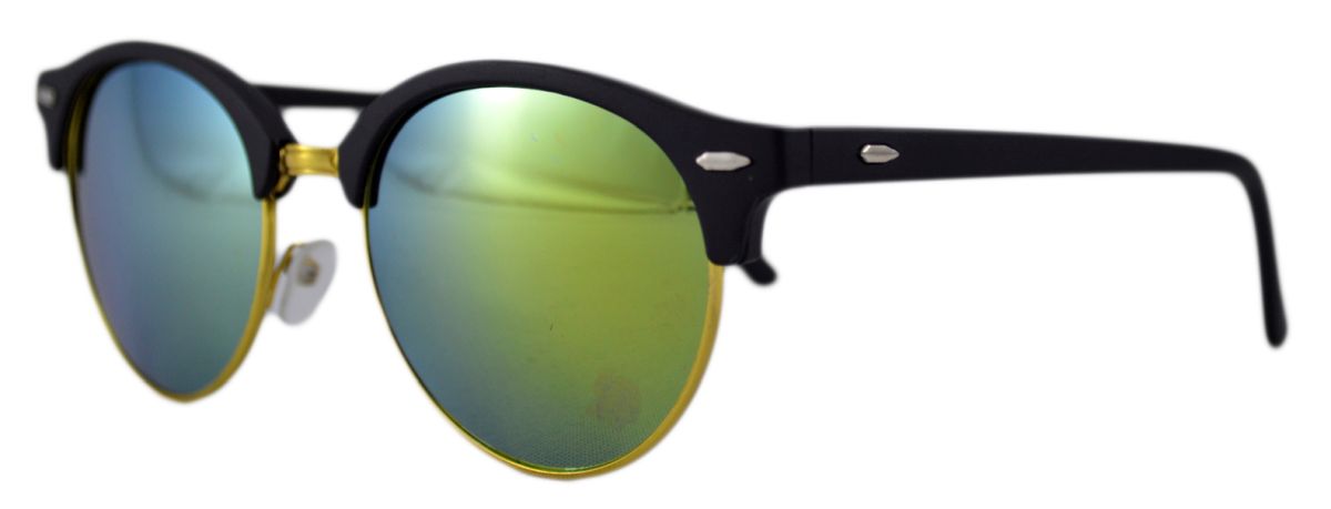 Ochelari de soare Clubmaster Retro II verde deschis cu reflexii - Auriu'